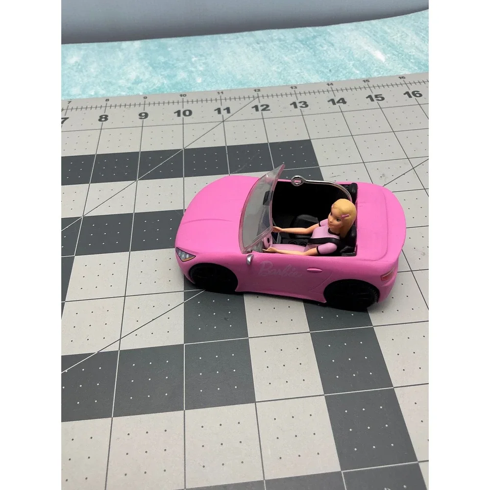 Hallmark Keepsake Barbie Ornaments 2017 Ballerina & 2018 Pink Convertible Set